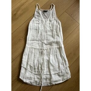 PAIGE White Crochet Lace V Neck‎ Tiered Mini Dress XS